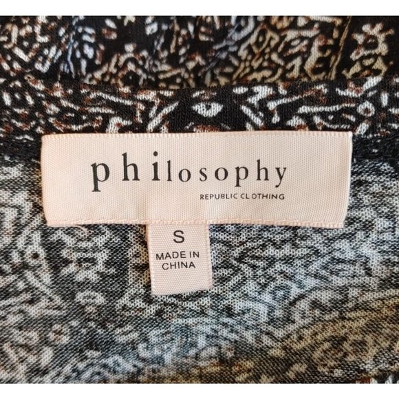 PHILOSOPHY Womens S Patterned Bodycon Long Sleeve Tunic Top Dress - Picture 3 of 4